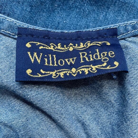 Vintage 90s Blue Denim Sleeveless Midi Dress Scoop Neck Back Zip Sundress Modest - Picture 8 of 10